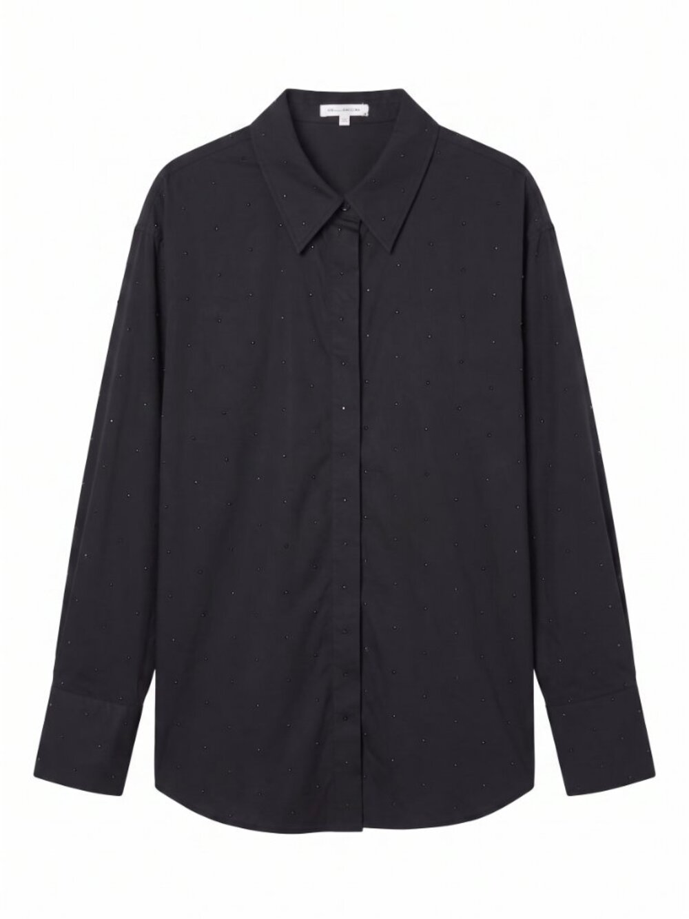 Good American Crystal Embellished Oversized Shirt 5/6 2XL/3XL Black Quiet Luxury
